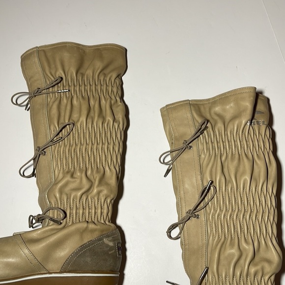 Sorel “Firenzy” Tall Ruched Tan Leather Boots - Women’s Size 5 - Picture 3 of 9